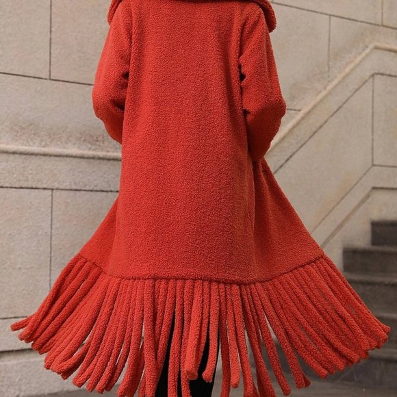 Burnt Orange Casual Womens Teddy Coat - Picture 2 of 5